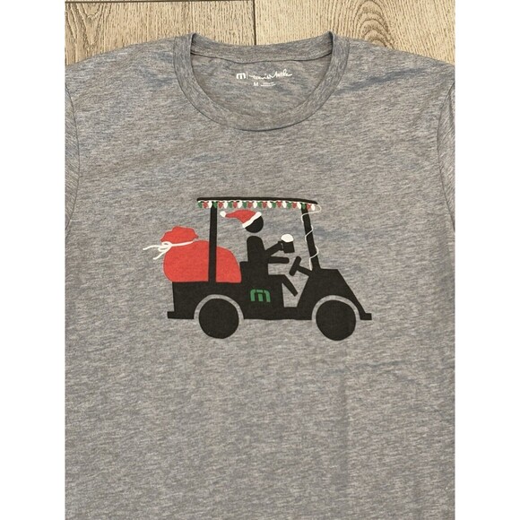 Travis Mathew Tshirt Mens Medium Gray Christmas Golf Cart Short Sleeve - Picture 1 of 7
